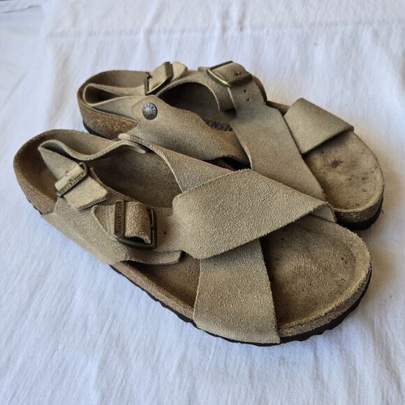 Birkenstock Tulum Women's Suede Cross Cross Slingback Sandals Beige Size 40/US 9 - Picture 6 of 11